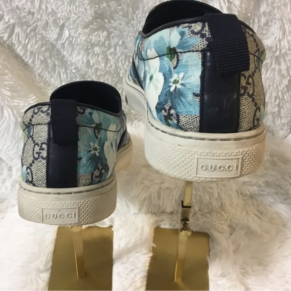 Gucci Blue Floral Slip-On Sneakers - Picture 10 of 13